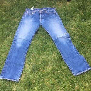 Levi’s 501 blue straight leg denim.